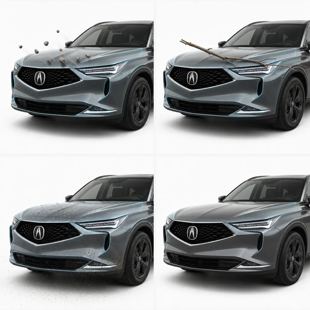 Антигравійна захисна бронеплівка за лекалами для Acura MDX YD4 2022 - передня частина авто (капот бампер крила)) - фото 2