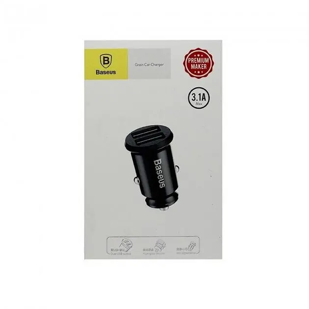 Автомобільний зарядний пристрій Baseus Grain C Dual USB 5V 3.1A (CCALL-ML01) Black [59109] - фото 6