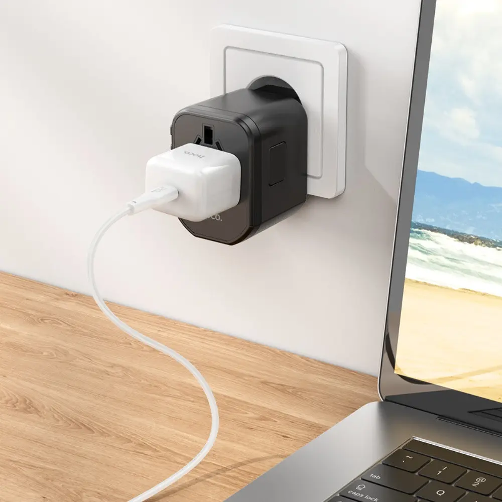 Зарядний пристрій Hoco AC15 2 USB/ Type-C 20W чорний - фото 4