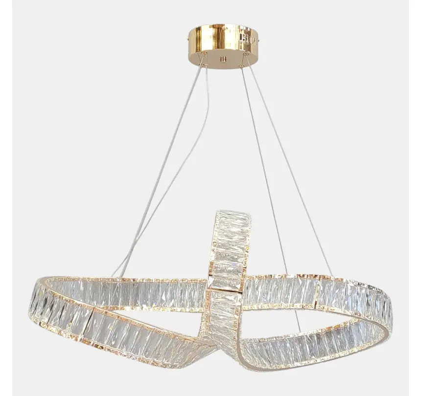 Золота дизайнерська кришталева LED люстра Artlight 549-800GD довжиною 80 см, 113W, 3 режими та пульт. - фото 3