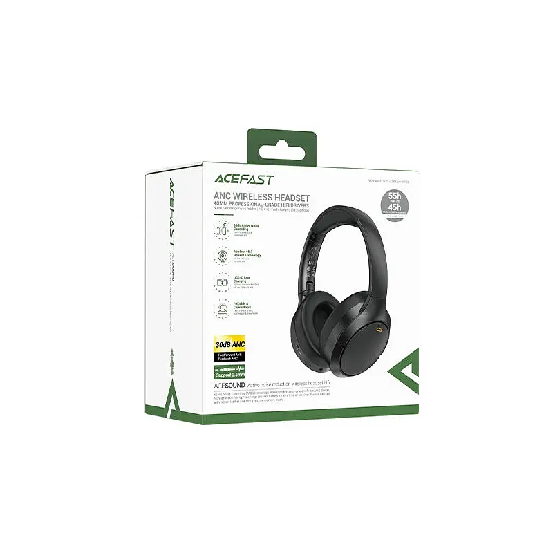 Навушники бездротові Acefast накладні H6 active noise reduction wireless headset чорні - фото 2