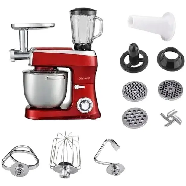 Кухонный комбайн Royalty Line PKM 2100BG 2100 Вт чаша 7.5 л блендер + мясорубка 6 режимов красный - фото 5