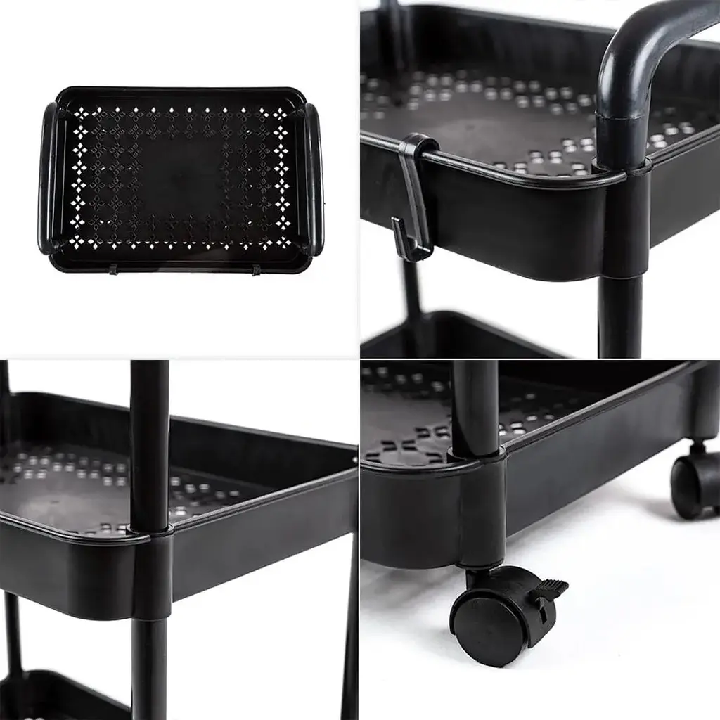 Этажерка Wall Sticker SW-00002109 мобильная пятиярусная универсальная пластиковая 41х25х127 см черная - фото 4