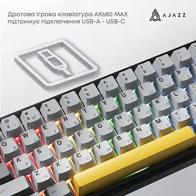 Клавіатура Ajazz AK680 MAX Magnetic Switch RGB USB Black (AK680-M-BGY-AW) - фото 5