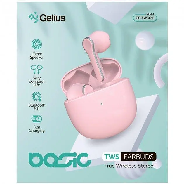 Бездротові нюшники Bluetooth Headset Gelius Pro Basic GP-TWS011 Pink - фото 7