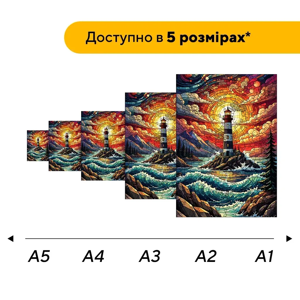 Дерев'яний фігурний пазл puzzlean Маяк Буревісник, А3, Картонна коробка 200 елементів - фото 2