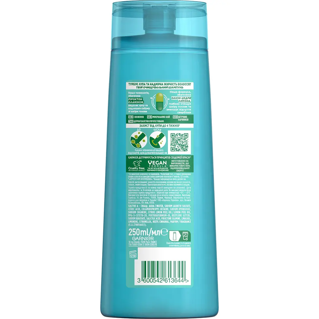 Очищающий шампунь Garnier Fructis Против перхоти 250 мл - фото 2