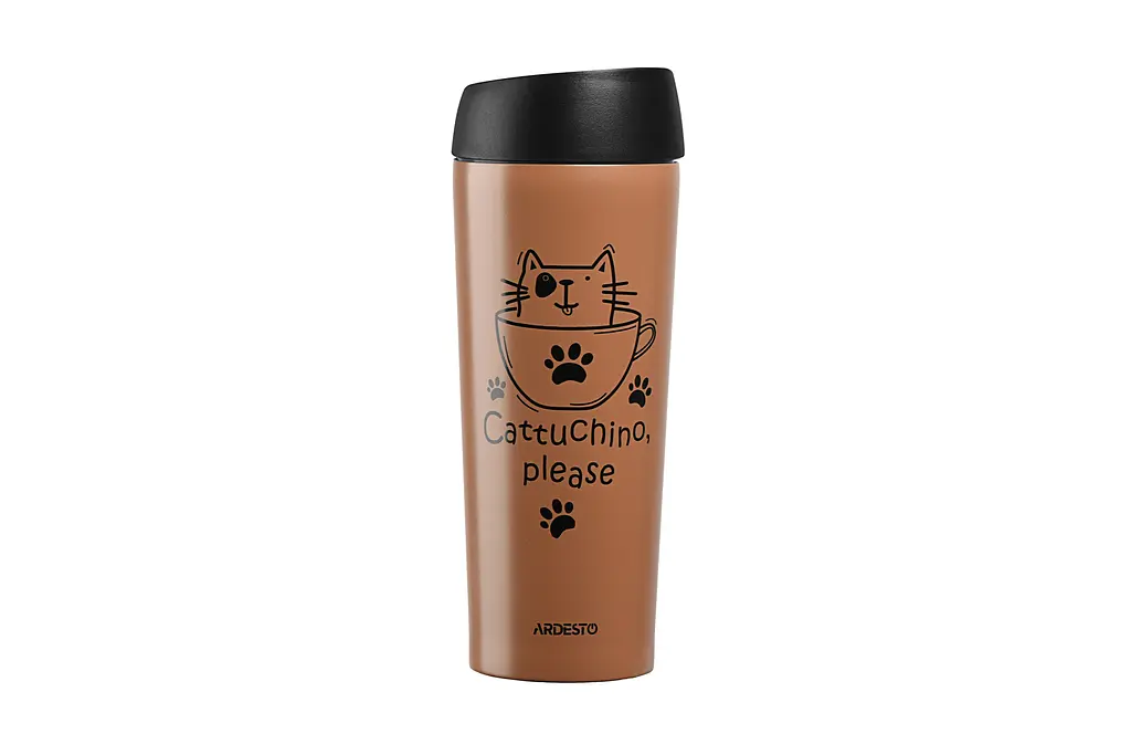 Термочашка Ardesto Coffee time Cat, 450 мл, мокко (AR2645DMM) - фото 2
