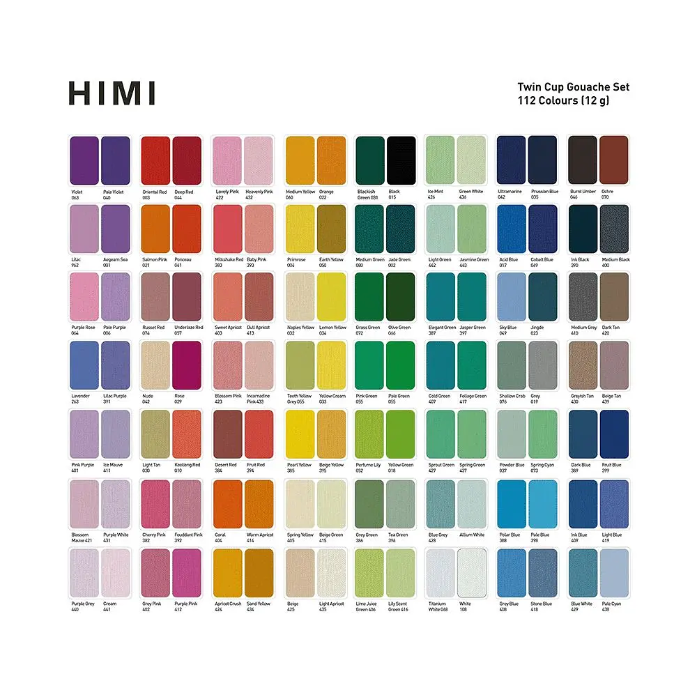 Набір гуашевих фарб HIMI Twin Cup 112x12 мл, чорний пластиковий пенал (6976939681891) - фото 2