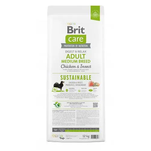 Сухой корм Brit Care Dog Sustainable Adult Medium Breed для собак средних пород, с курицей и насекомыми, 12 кг - фото 5