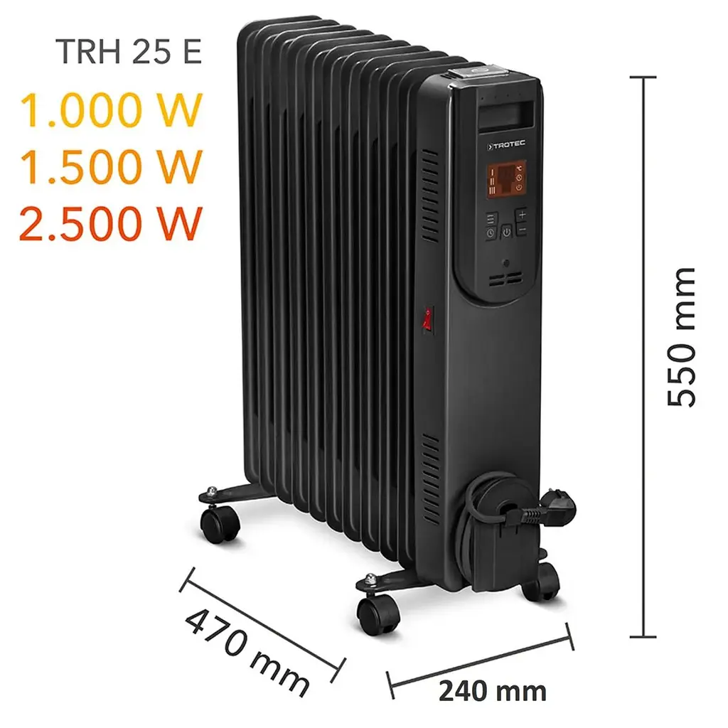 Обігрівач масляний Trotec TRH 25 E 2500W Black (1410000720) - фото 3