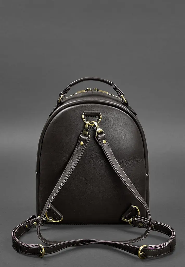 Шкіряний жіночий міні-рюкзак Kylie Темно-коричневиий краст - фото 4