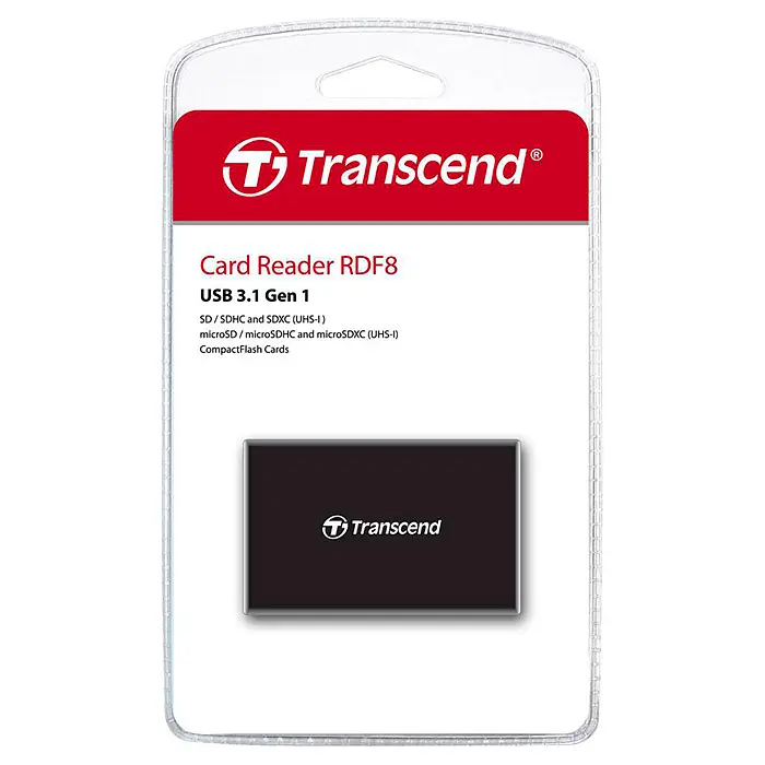 Кардрiдер Transcend iдер USB 3.1 Multi Card Black (TS-RDF8K2) - фото 2