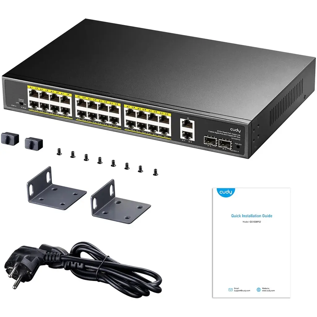 Комутатор Cudy GS1026PS2 24-Gigabit PoE+ Switch with 2 Uplink Gig Ports and 2 Gig SFP Slots 300W - фото 4
