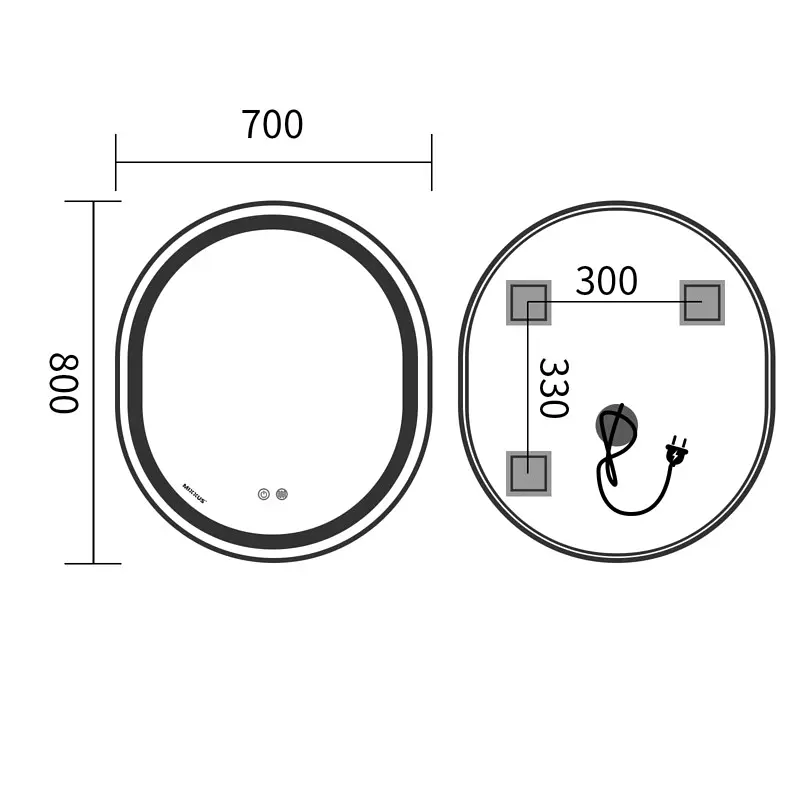 Дзеркало Mixxus Premium Ellipse MV05-80x70-Reverse Black MP6646, Чорний - фото 4