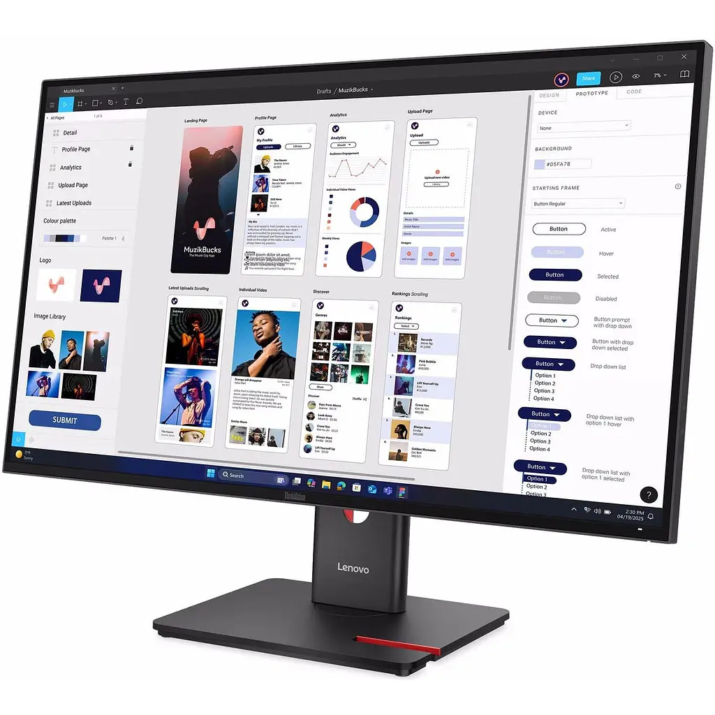 Монітор 31.5" Lenovo T32UD-40 UHD IPS 60Hz (64B0GAT1UA) - фото 3