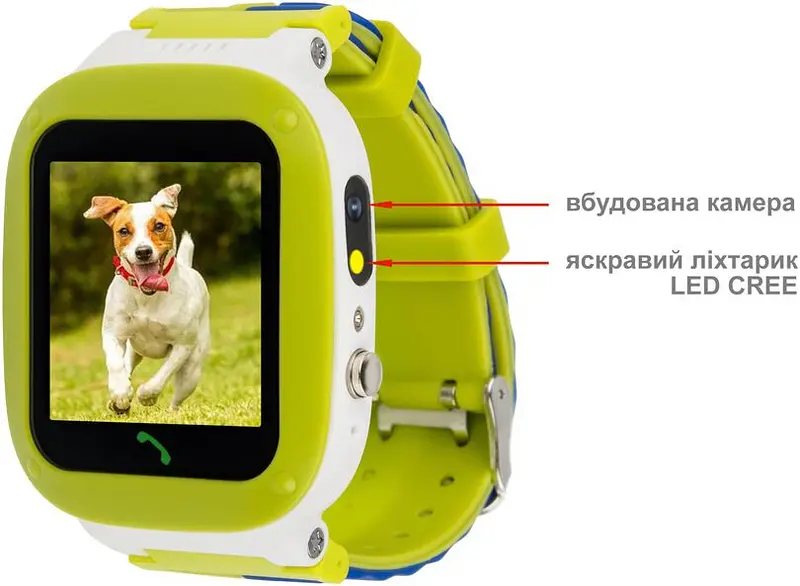Детские смарт-часы AmiGo GO004 Splashproof Camera+LED Green (UA UCRF) - фото 2