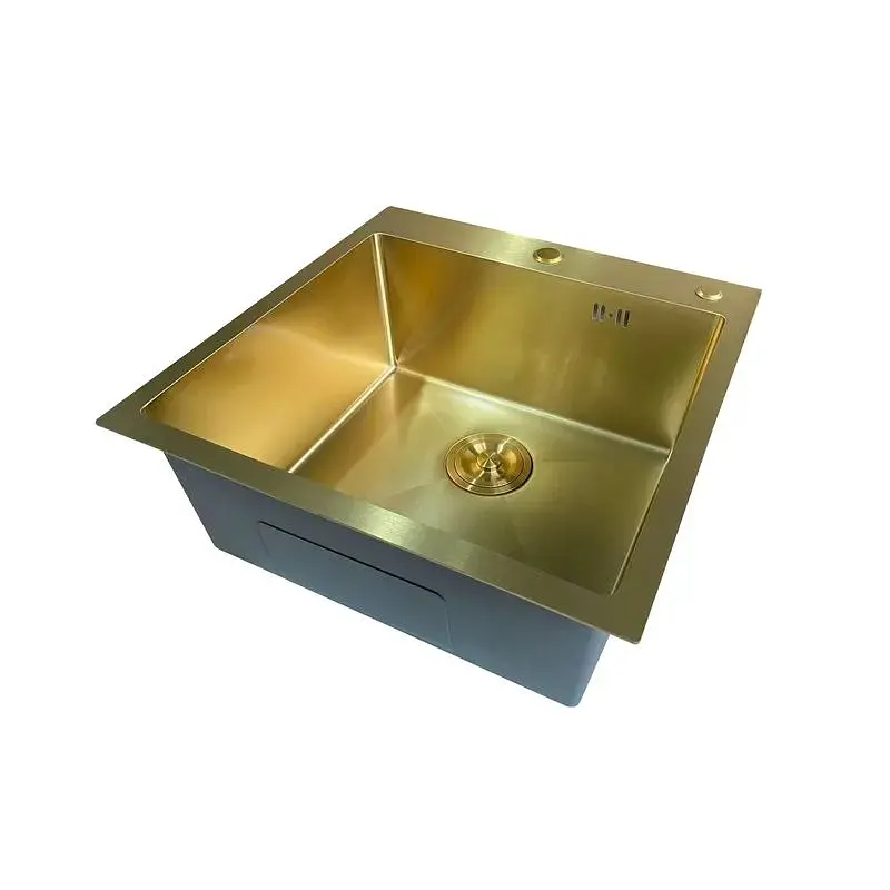 Кухонна мийка з нержавіючої сталі Mixxus MH5050 Micro Decor Brushed Gold MI8214, Золотий - фото 2