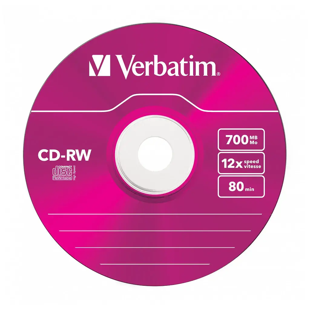 Диск CD Verbatim CD-RW 700Mb 12X SlimBox 5шт Color (43167) - фото 3