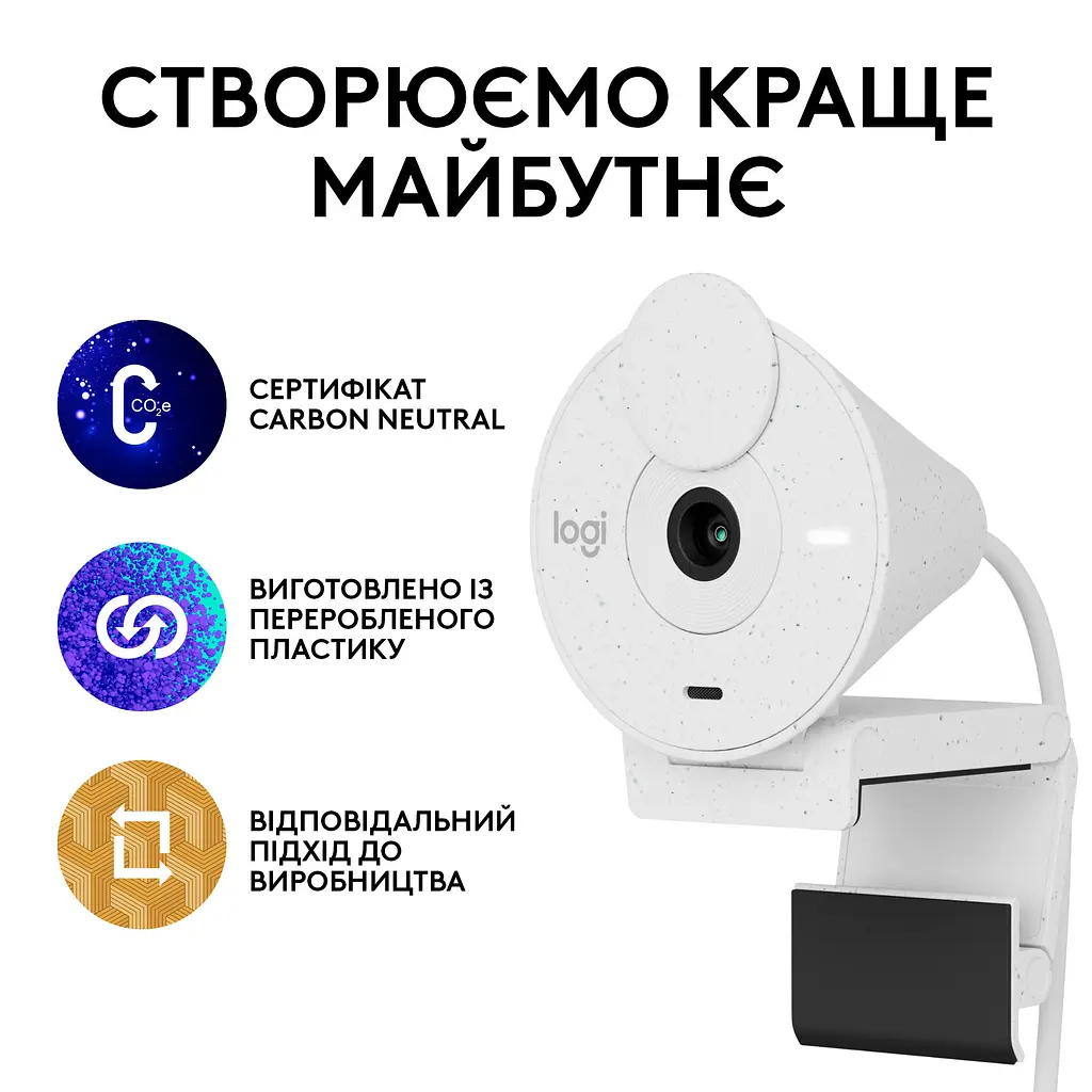 Веб-камера Logitech Brio 300 White (960-001442) - фото 8