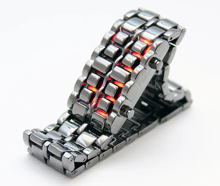Годинник-браслет Led Watch Iron Samurai Сріблястий з червоними світлодіодами (IBW012SR) - фото 2