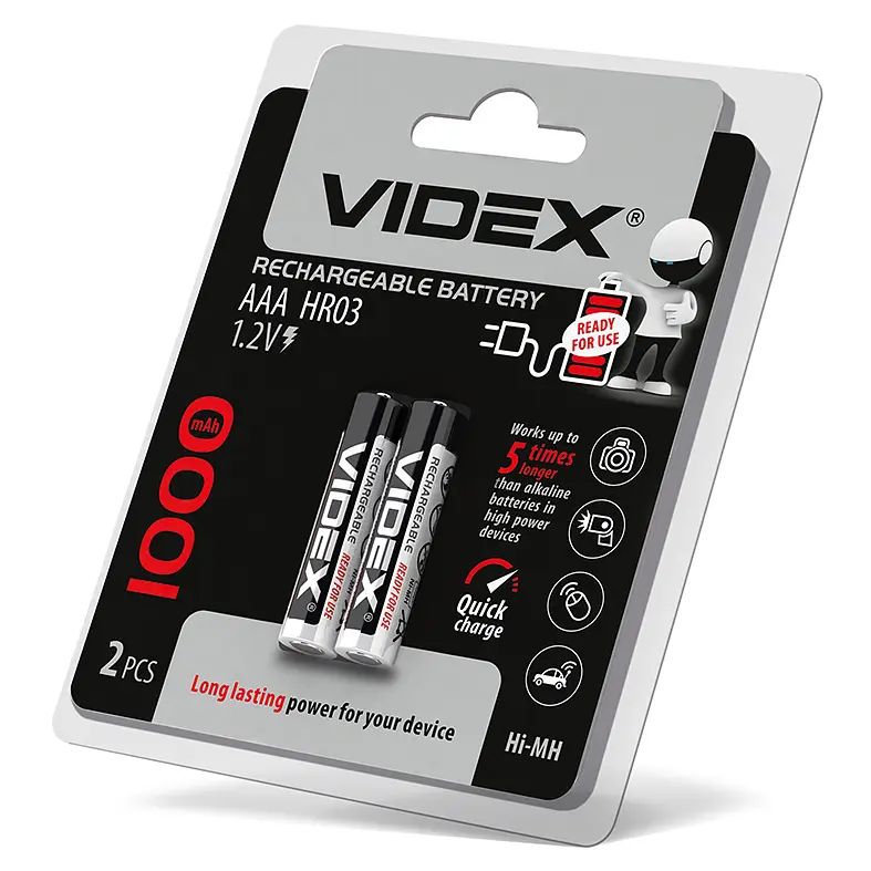 Акумулятори Videx HR03/AAA 1000mAh double blister/2шт VIDEX (23336-000) - фото 2