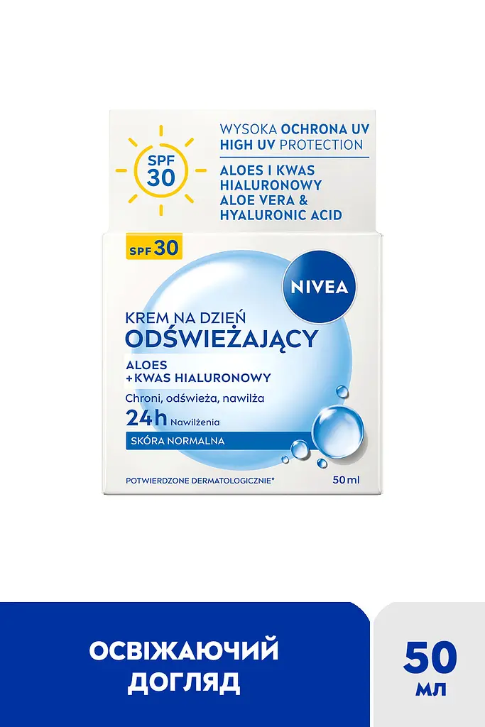 Крем денний освіжаючий для обличчя Nivea SPF30 з алое вера та гіалуроновою кислотою для нормальної шкіри 50 мл - фото 3