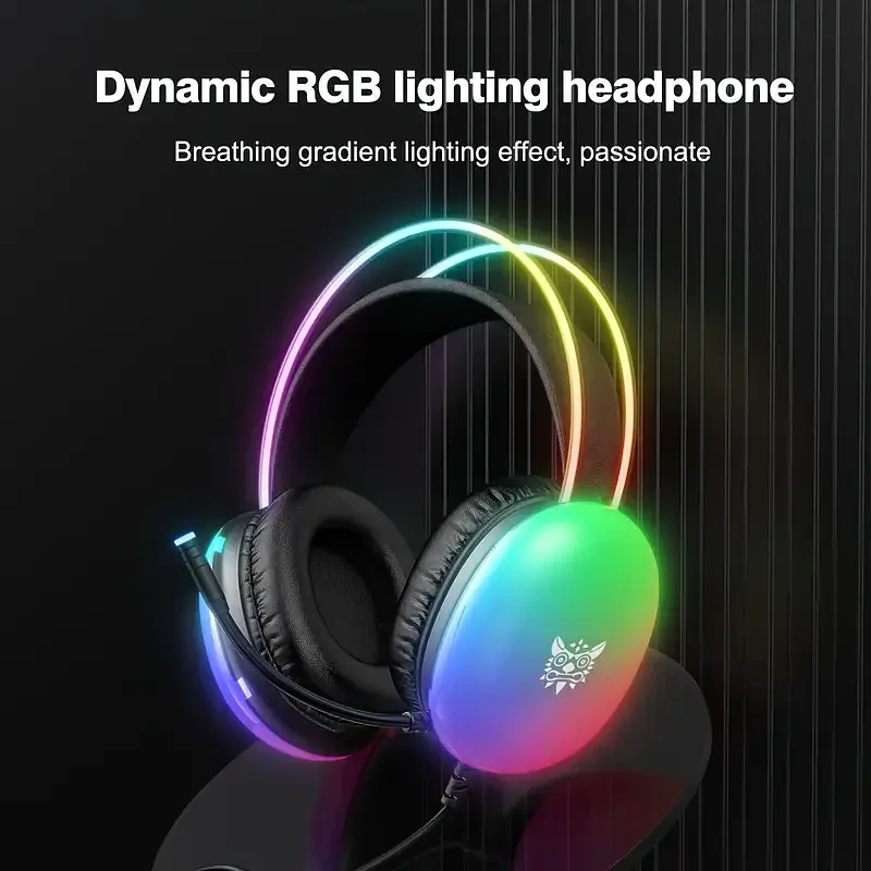 Накладні ігрові навушники Onikuma X25 дротові з гарнітурою та RGB-підсвіткою чорні - фото 2