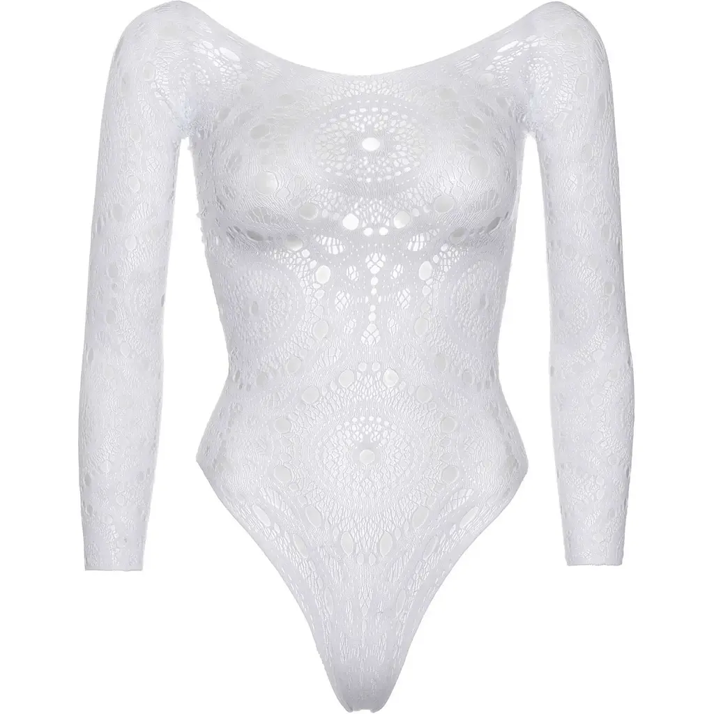 Еротичне боді-бодістокінг Leg Avenue Snap crotch Thong back teddy White S/M - фото 3