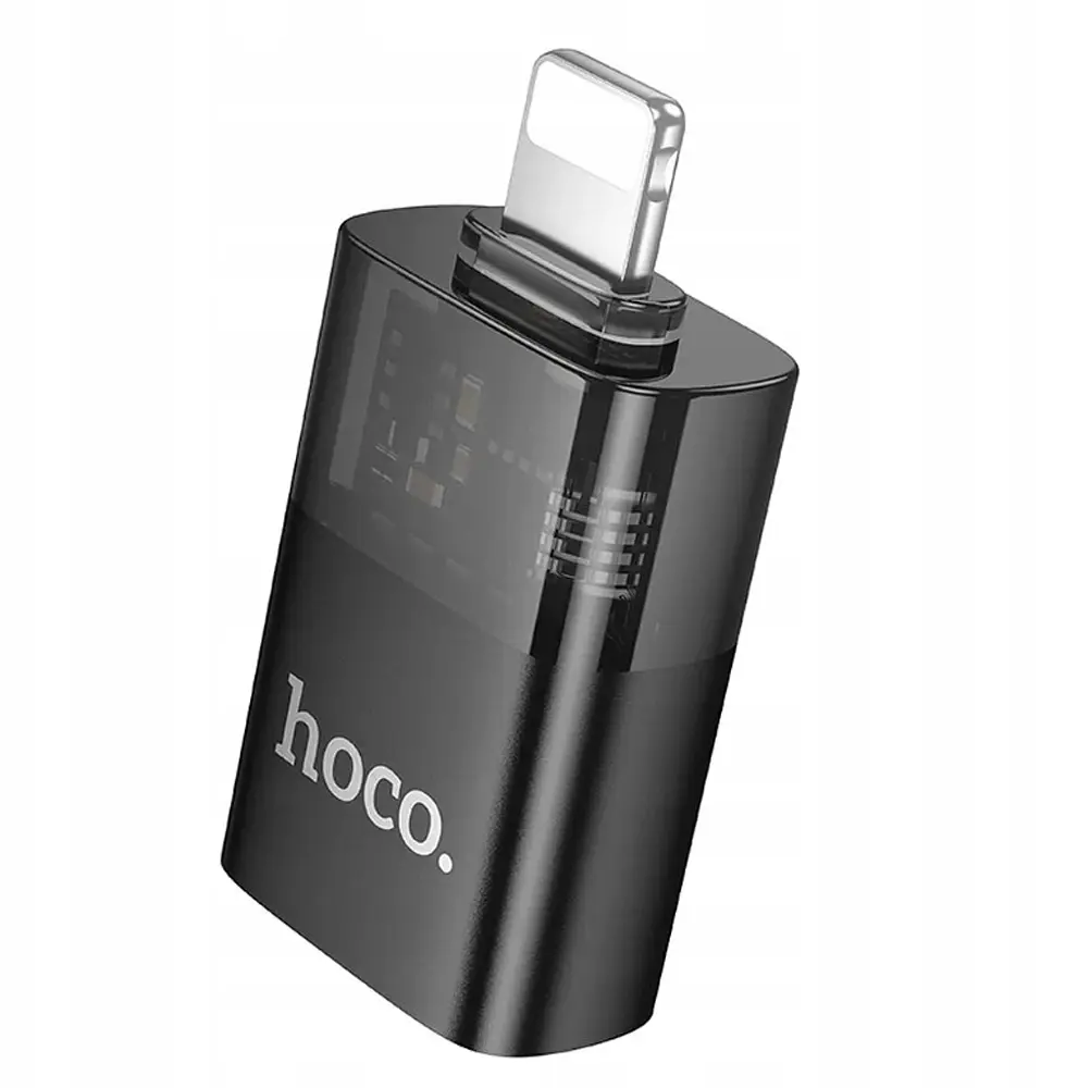 Адаптер Hoco UA36 iP male to USB female OTG transparent adapter Black - фото 2