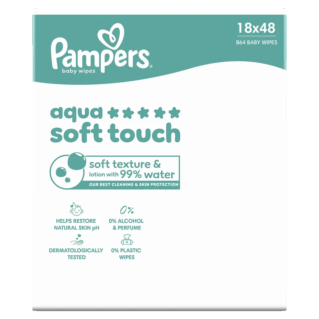 Дитячі вологі серветки Pampers Aqua Soft Touch 864 шт. - фото 2