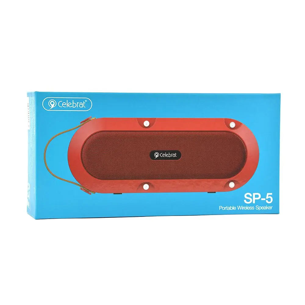Портативна блютуз колонка Celebrat SP-5 TF card micro-usb 3,5-мм 1200 mah Red - фото 2