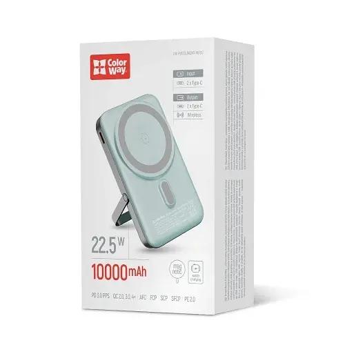 Універсальна мобільна батарея 10000 mAh, Aquamarine, 22.5 Вт ColorWay teh0027612 - фото 5
