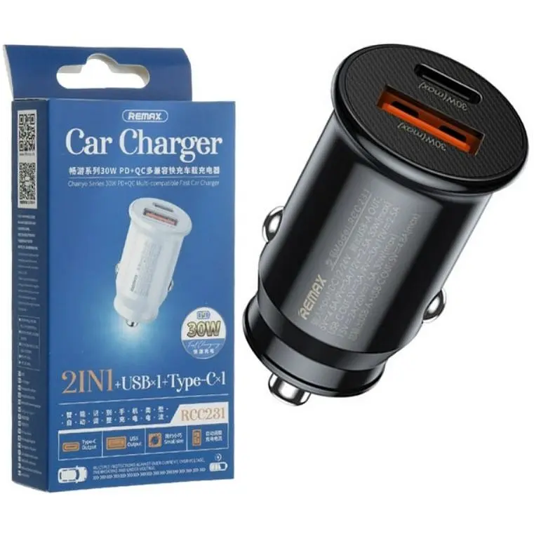 Автомобільний зарядний пристрій Remax RCC231 USB-QC3.0 PD3.0 Type-C (4.5A/30W) Black - фото 2