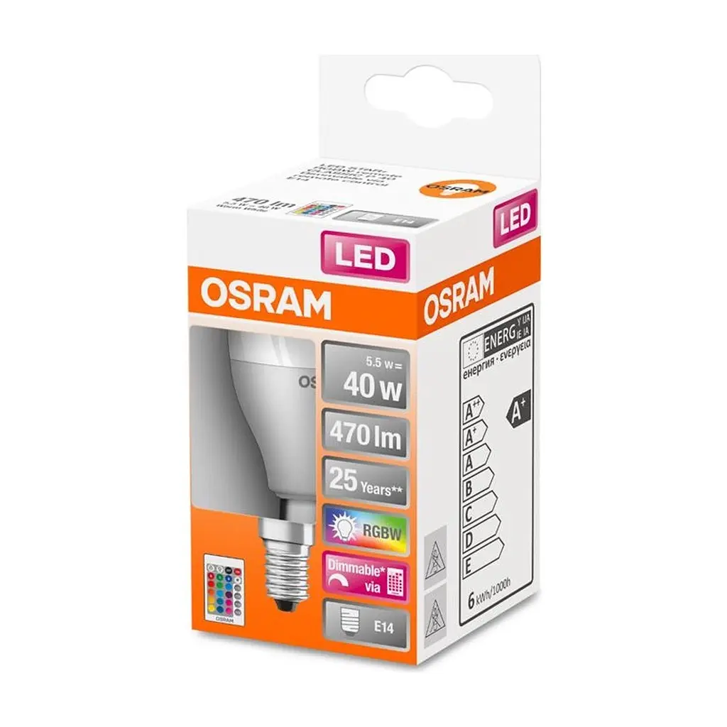 Лампочка Osram LED STAR Е14 5.5-40W 2700K+RGB 220V Р45 пульт ДУ (4058075430877) - фото 2