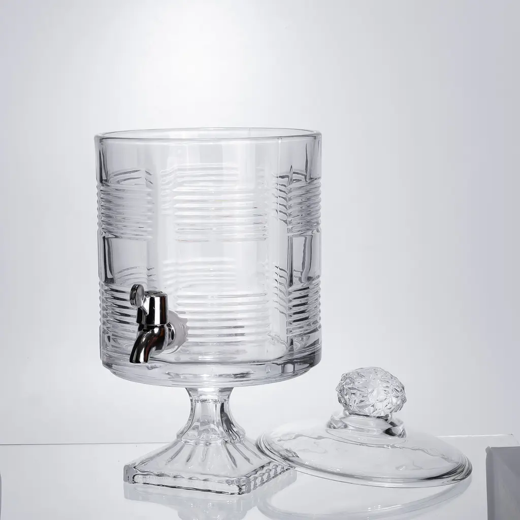 Лимонадница с краном на подставке стеклянная 4.5 л 39 см Прозрачный Yiwu HP-19-2 - фото 5