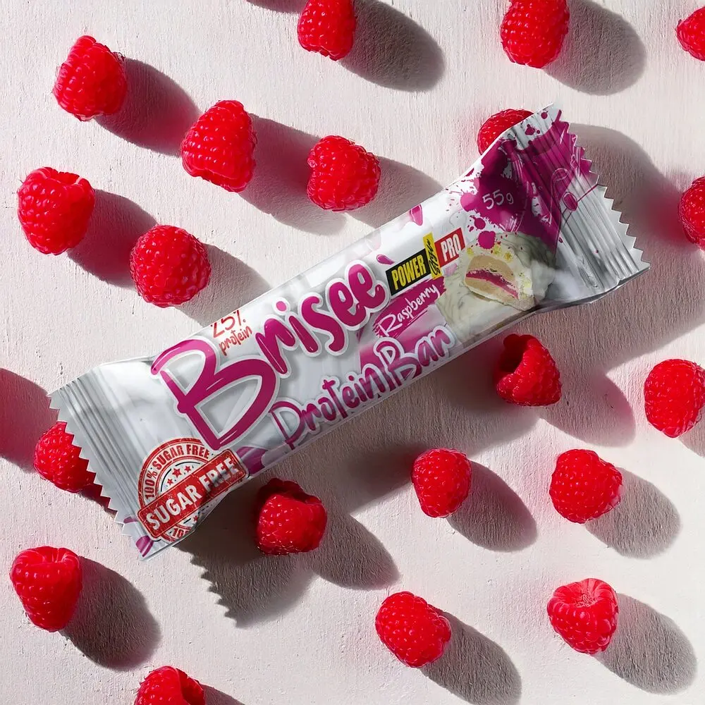 Батончик Power Pro Brisee Protein Bar 25% Sugar Free, 55 грам - Малина