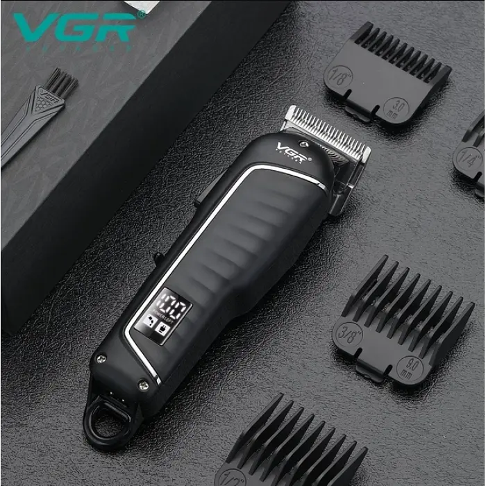 Машинка для стрижки VGR V-683, беспроводная, LED-дисплей, с насадками, черная - фото 3