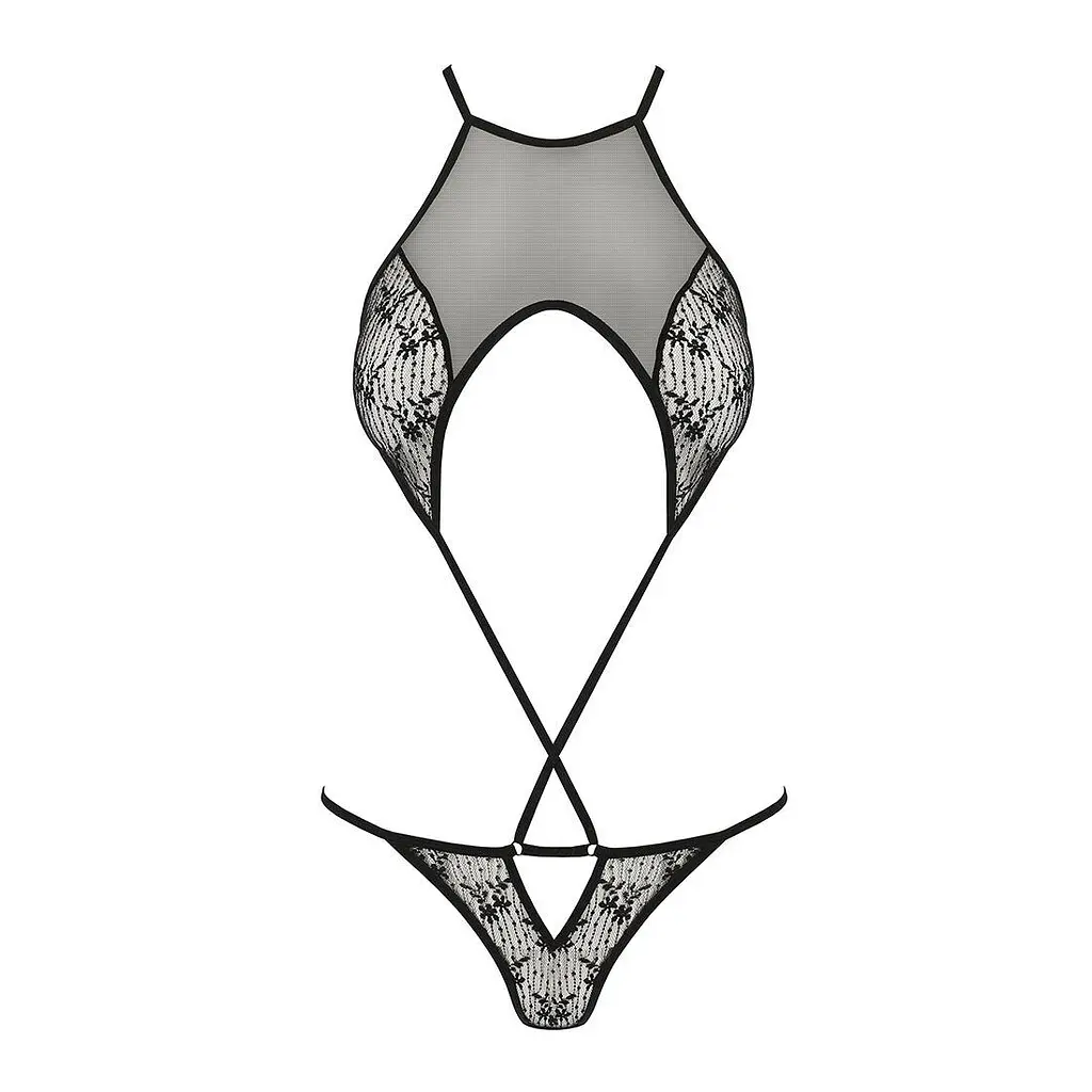 Ажурное боди Passion AZALIA Body black L/XL - фото 3