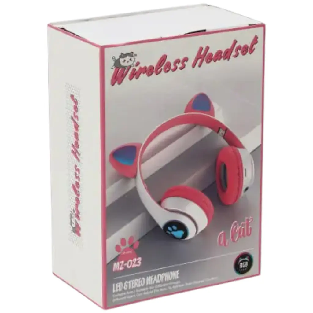 Детские наушники Cat MZ-023 Bluetooth RGB подсветка FM microSD с кошачьими ушками бело-розовый - фото 8