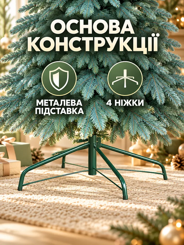 Лита штучна ялинка YaLINKA ШБ21 Бескиди 210 см на металевій підставці, блакитна (49676462) - фото 5