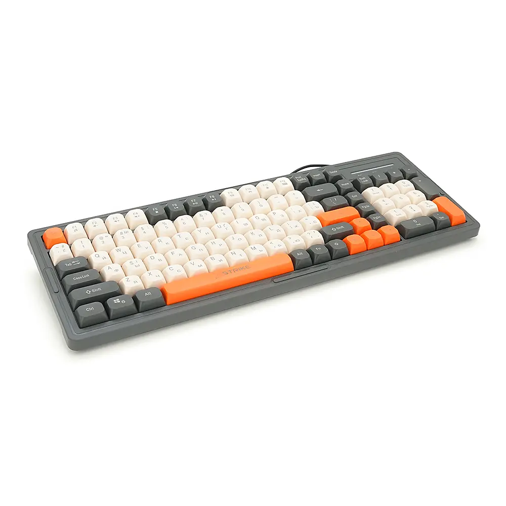 Клавіатура USB XStrike XS-1016, довжина кабелю 150 см, RGB підсвічування, Eng/Укр/Рус, 410х150х35 мм, Black/White/Orange, 101к, Q20 - фото 3