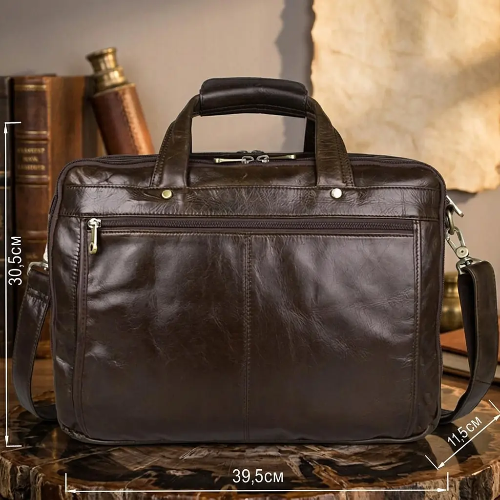 Сумка чоловіча 14247 для ноутбука з діагоналлю 15.6 дюйма Vintage коричнева - фото 8