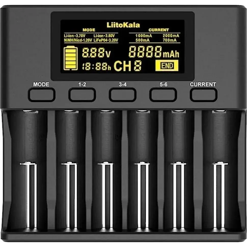 Універсальний зарядний пристрій LiitoKala Lii-S6 EU на 6 каналів + автомобільний кабель - фото 2