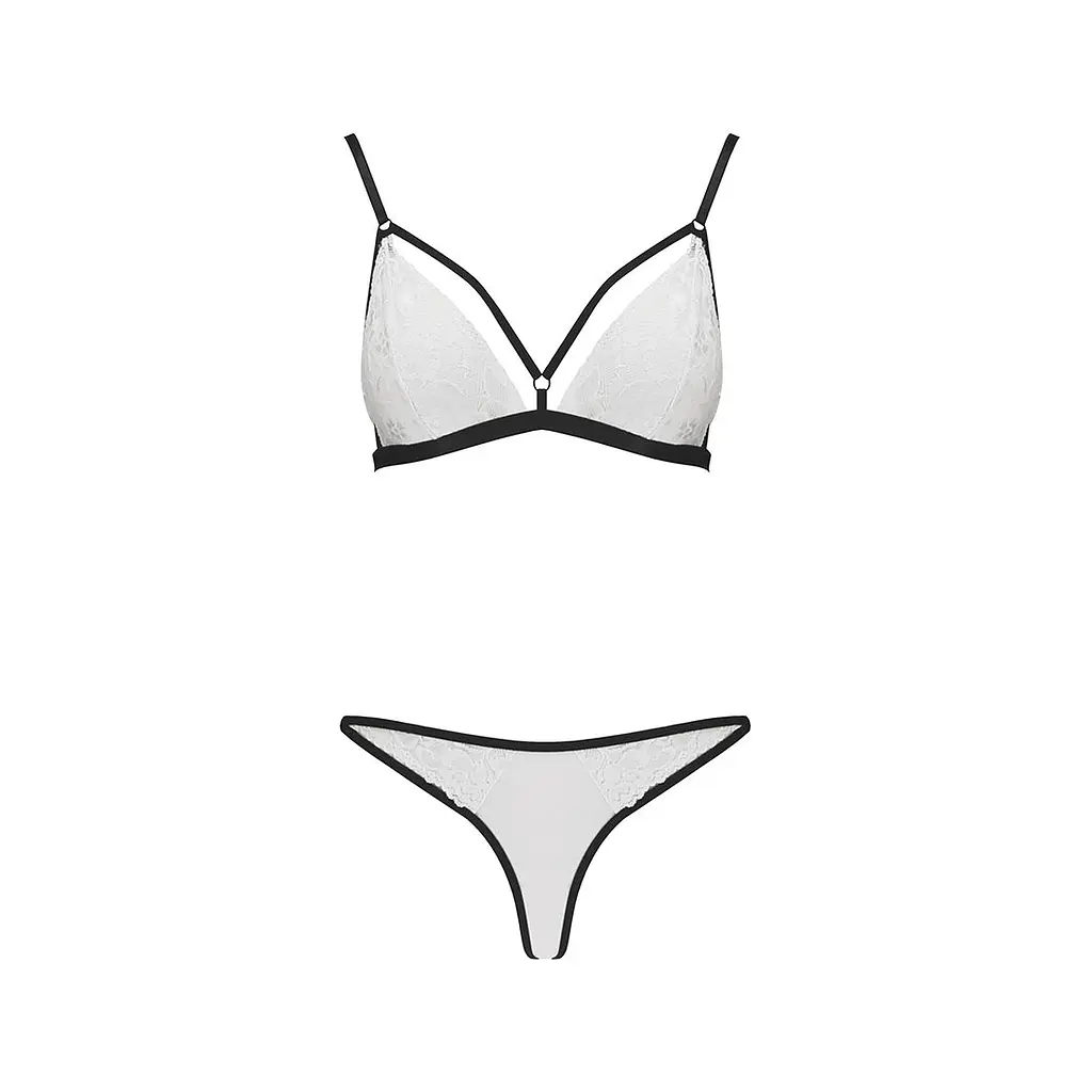 Комплект білизни Passion ORIHIME SET XXL/XXXL, white, стрепи, ліф і трусики - фото 3