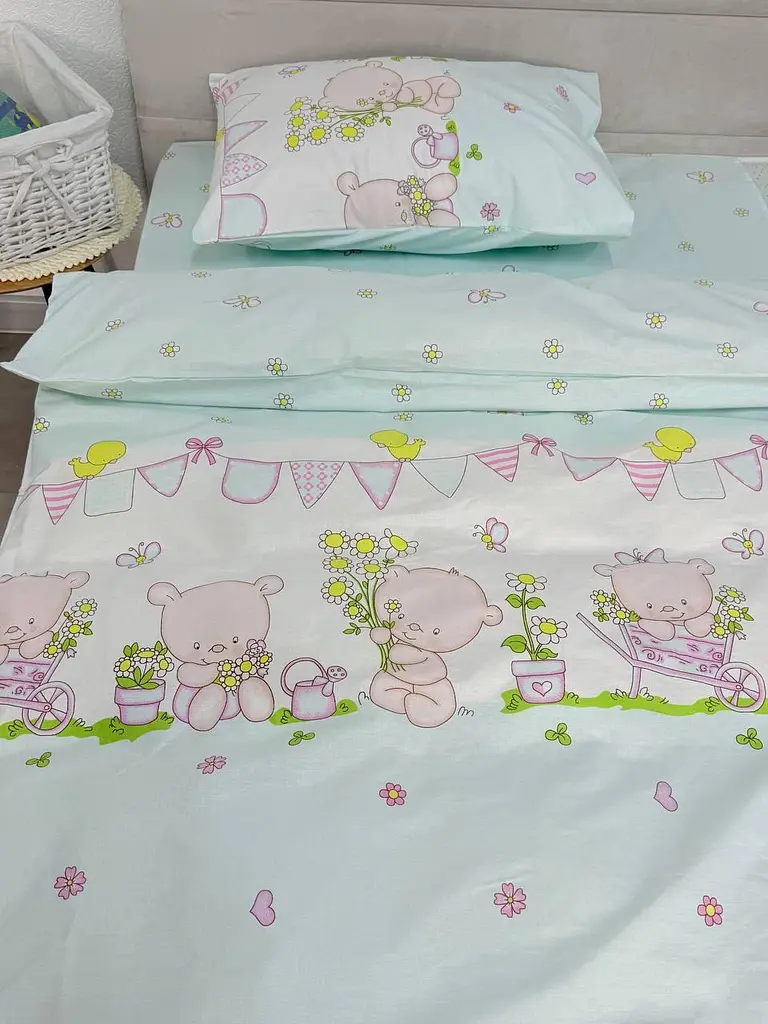 Дитячий комплект постільної білизни Ecotton 110х140 см блакитний Ведмедик (24901) - фото 5