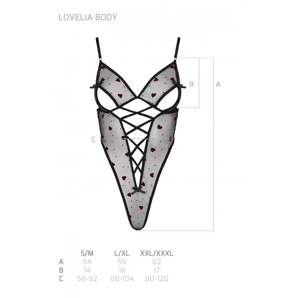 Еротичний боді з малюнком Passion LOVELIA BODY S/M, black - фото 7