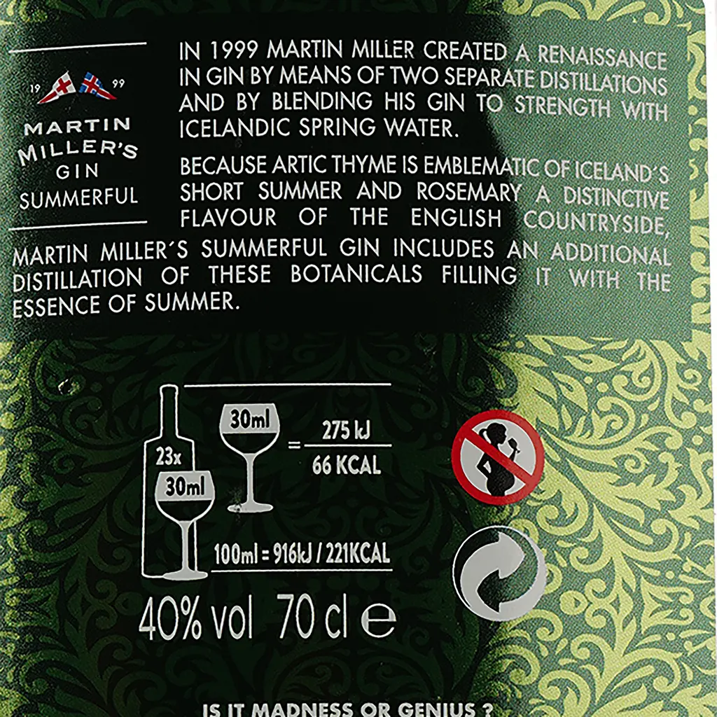 Джин Martin Miller's Summerful, 40%, 0,7 л - фото 3