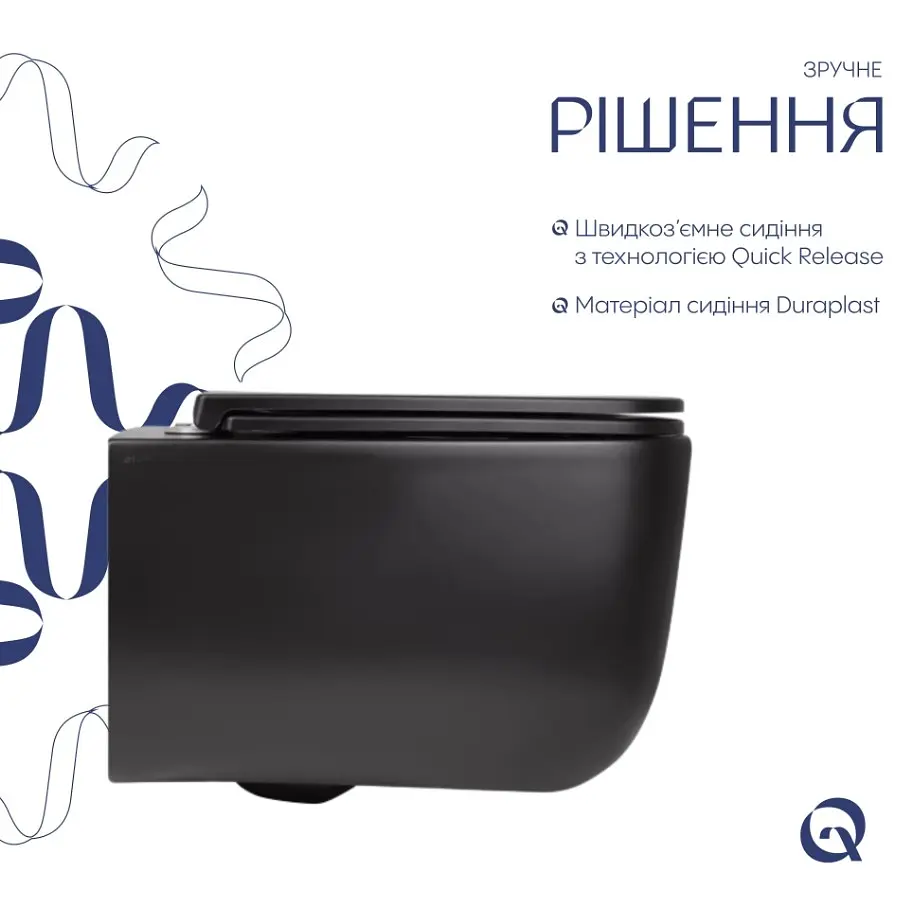 Унітаз підвісний Qtap Gemini Ultra Quiet, з сидінням Slim Duroplast/ Soft-close/ Quick Release QT2533076EUQMB - фото 7