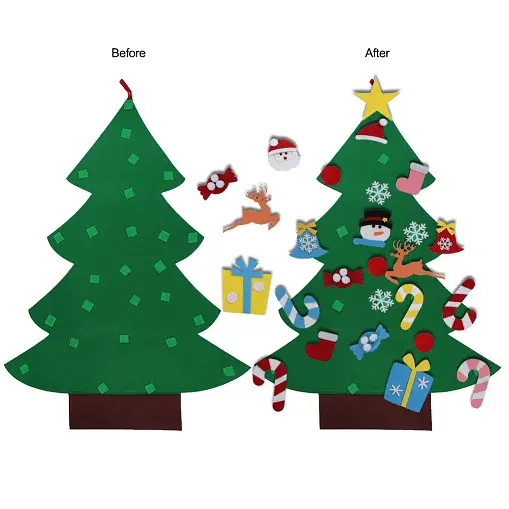 Дитяча ялинка з іграшками із фетру на стіну 95*70см ялинка Chrismas Free - фото 3